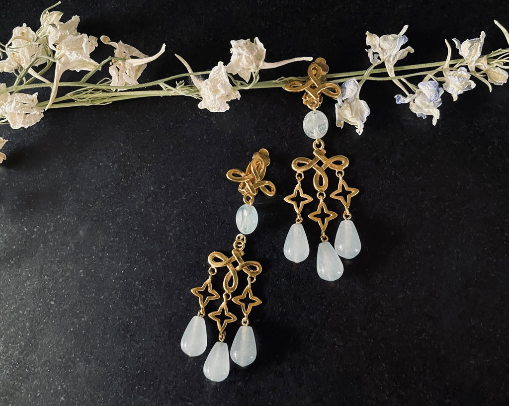 Enchanted Gold & Blue Topaz Earring Drops