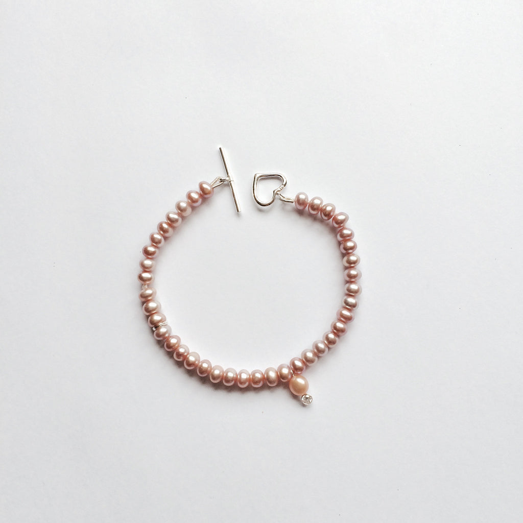 Dusky Pink Freshwater Pearls & Pearl Charm Drop