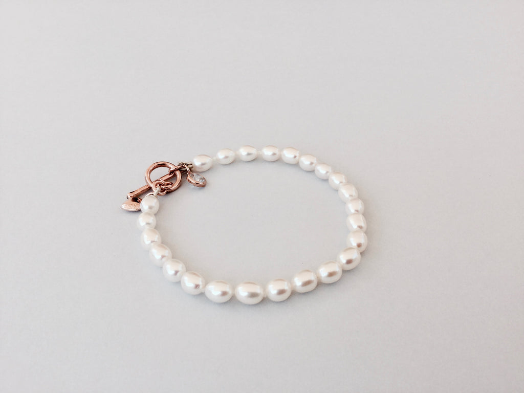 Rose Vermeil Soft White Pearl Bracelet