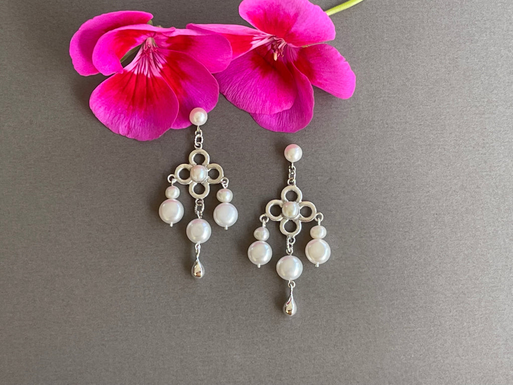 'Alhambra' Waterfall of Pearls Drop Earrings